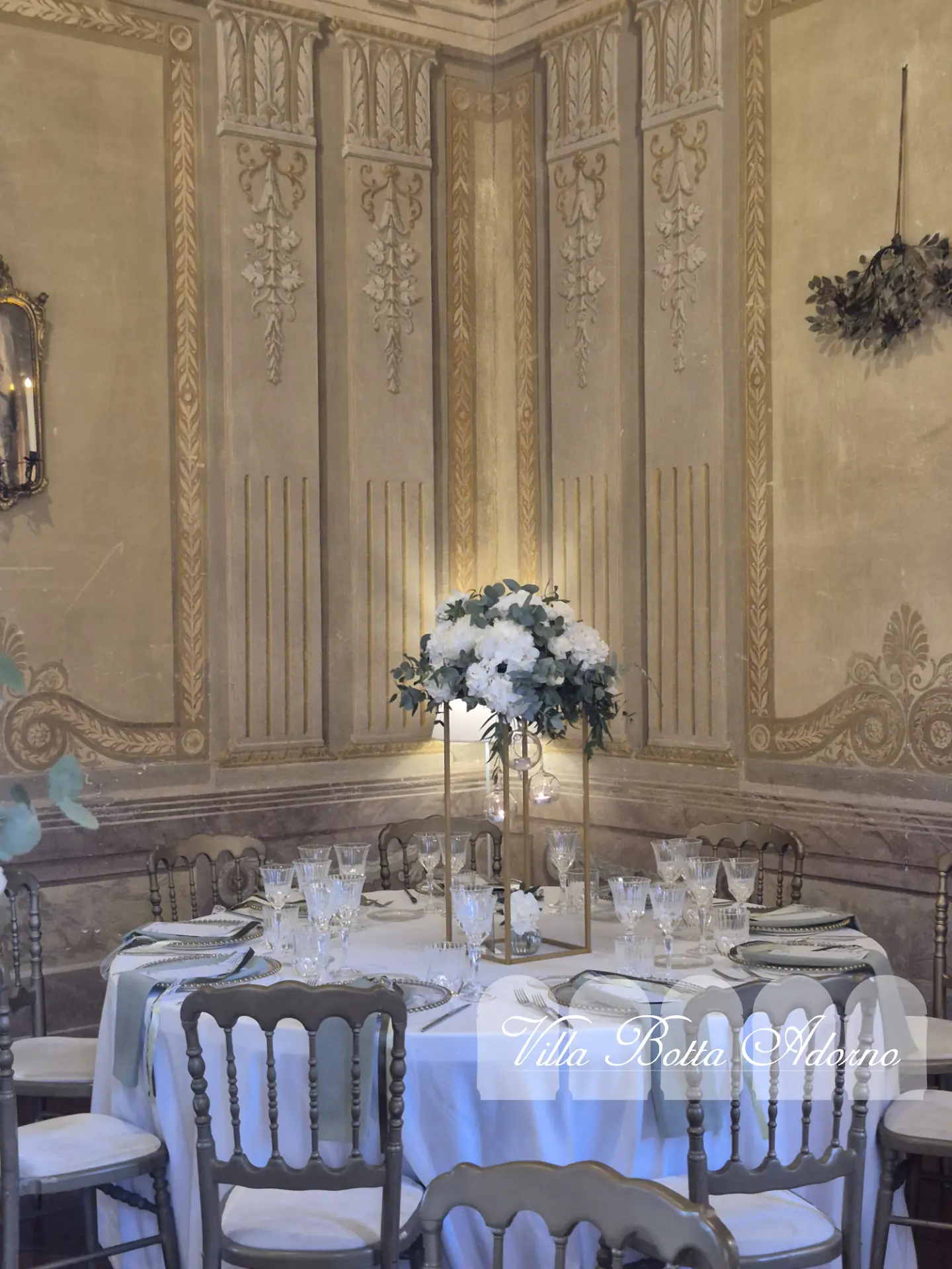 Sala dei ricevimenti di Villa Botta Adorno, mise en place d'autore per i nostri sposi